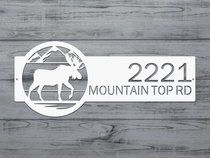 Personalized Outdoor Moose Decor – Rustic Metal Address Sign - HouseSensationsArt