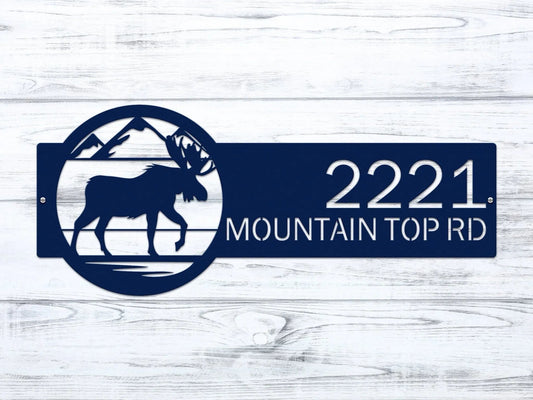 Personalized Outdoor Moose Decor – Rustic Metal Address Sign - HouseSensationsArt
