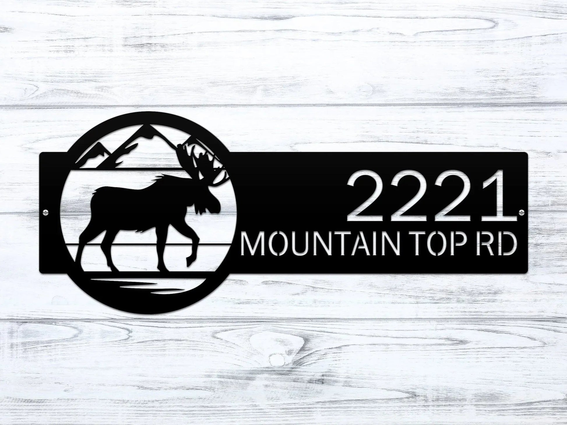 Personalized Outdoor Moose Decor – Rustic Metal Address Sign - HouseSensationsArt