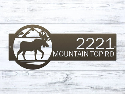 Personalized Outdoor Moose Decor – Rustic Metal Address Sign - HouseSensationsArt