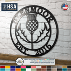 Personalized Scottish Thistle Metal Sign - Custom Family Name Plaque - Heritage Wall Art - Indoor Outdoor Decor Established Sign – Personalized Metal Wall Art - TTS - HouseSensationsArt