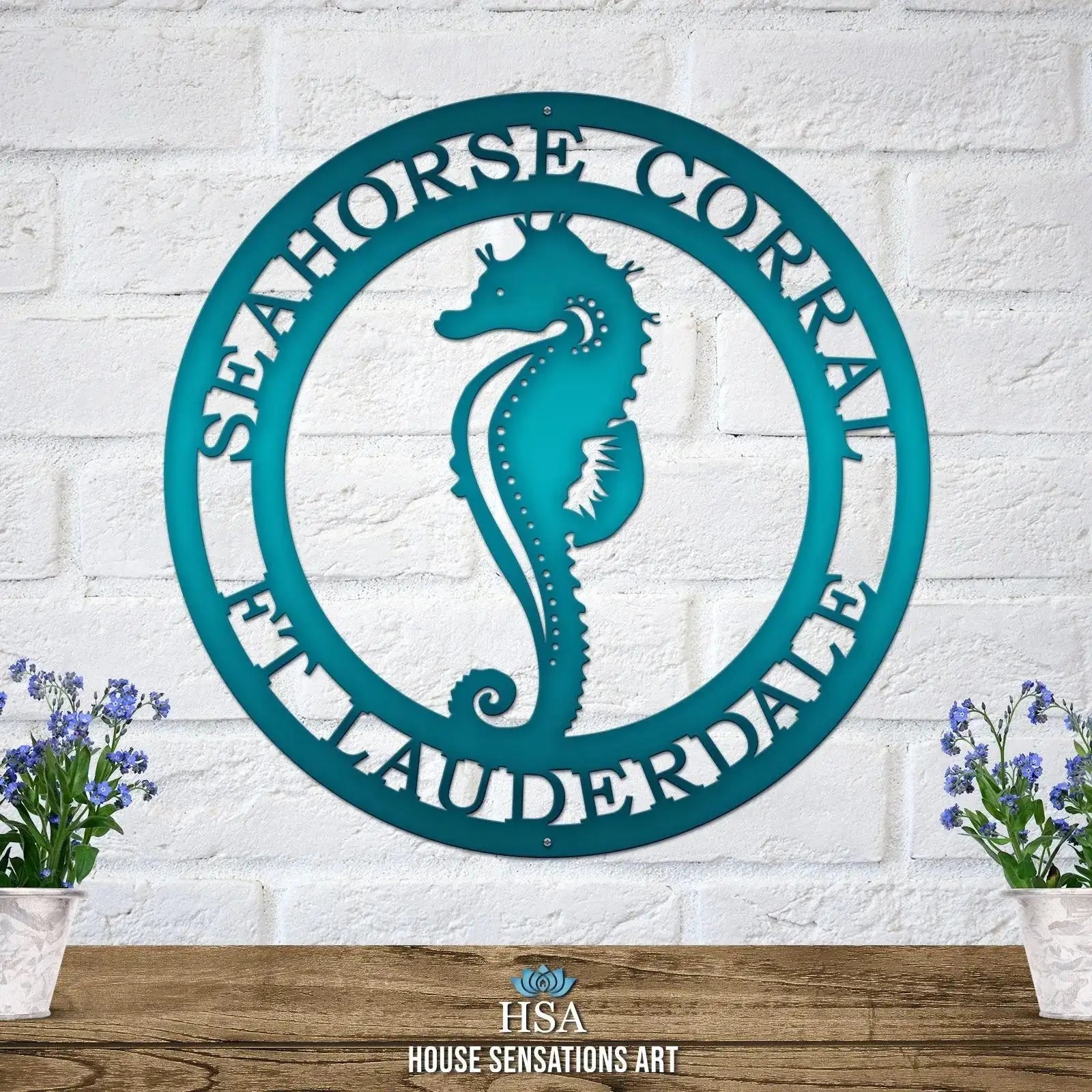 Personalized Seahorse Address Sign - Custom Metal House Number Plaque - Perfect for Outdoor Decor in Gardens, Yards, or Farms - Ideal Housewarming Gift for Animal Lovers - HouseSensationsArt