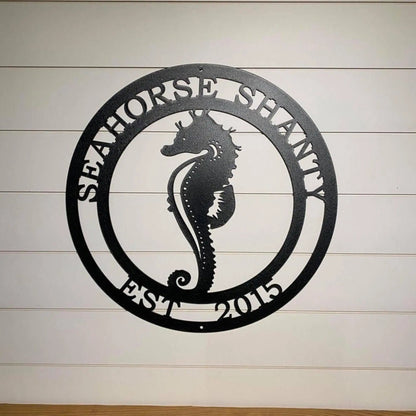 Personalized Seahorse Address Sign - Custom Metal House Number Plaque - Perfect for Outdoor Decor in Gardens, Yards, or Farms - Ideal Housewarming Gift for Animal Lovers - HouseSensationsArt