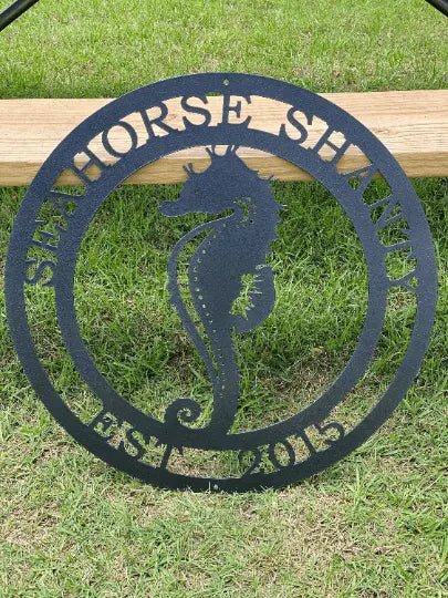 Personalized Seahorse Address Sign - Custom Metal House Number Plaque - Perfect for Outdoor Decor in Gardens, Yards, or Farms - Ideal Housewarming Gift for Animal Lovers - HouseSensationsArt
