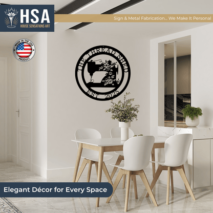 Personalized Sewing Machine Name Sign Metal Wall Decor Art, Quilting Room Decor, Seamstress Gift - TTS - HouseSensationsArt