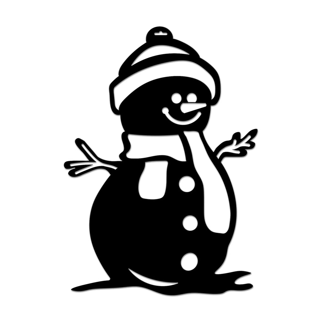 Black and white snowman illustration on white background, personalized winter décor sample, holiday design for wall or door, festive seasonal artwork