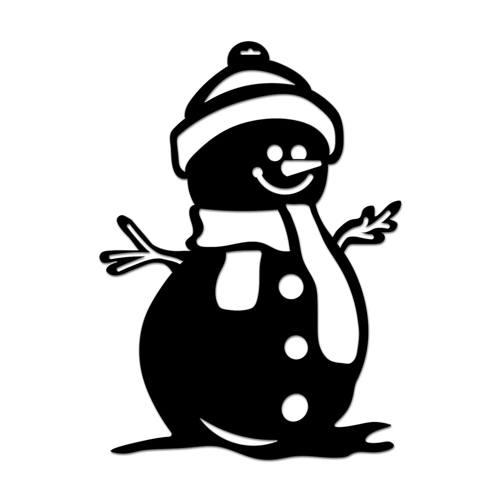 Black and white snowman illustration on white background, personalized winter décor sample, holiday design for wall or door, festive seasonal artwork
