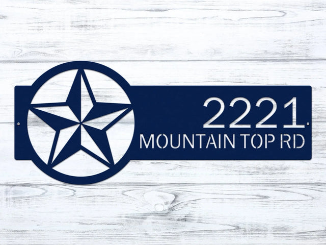 Custom Texas-shaped metal address sign for home