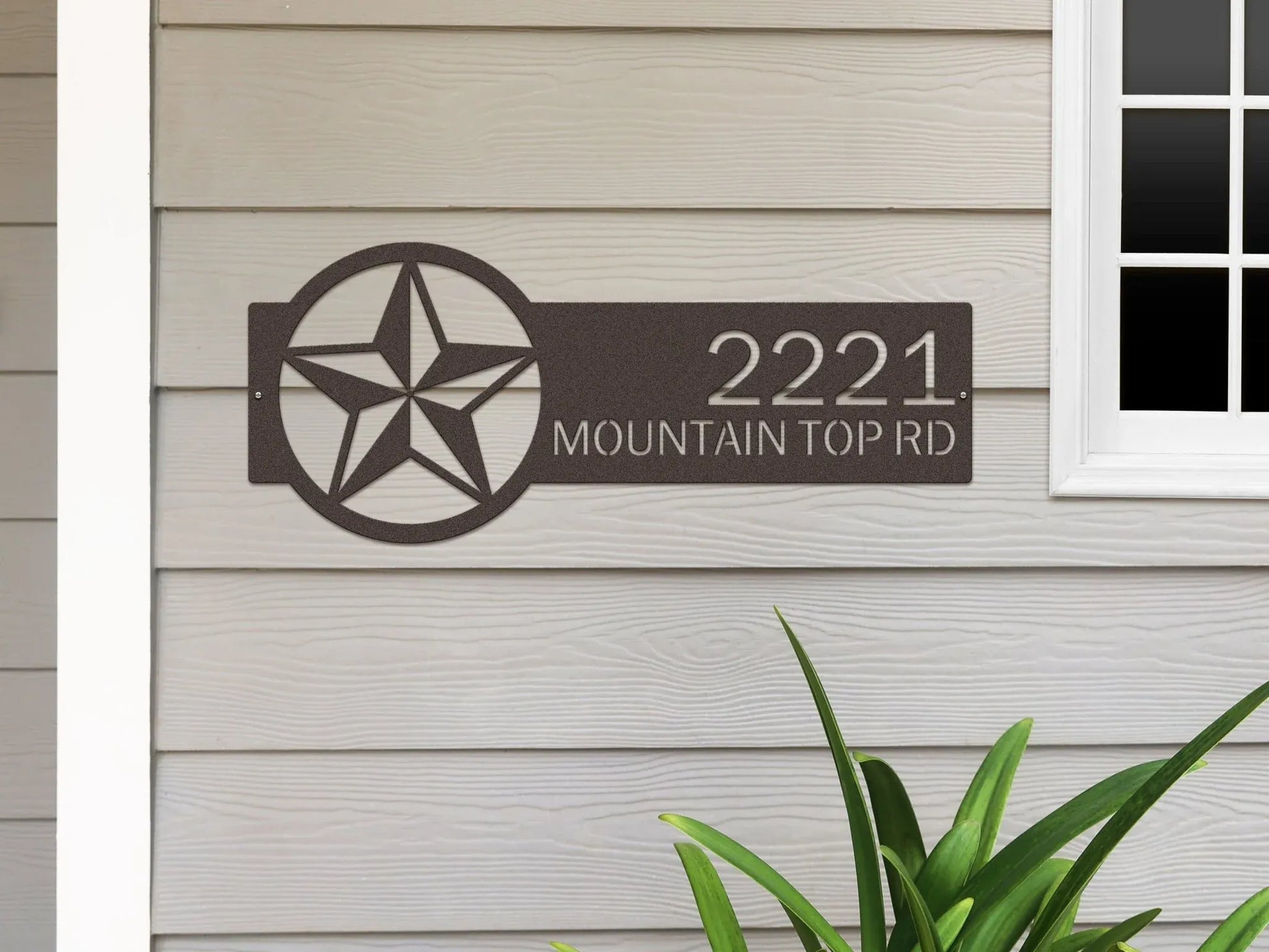 Custom Texas-shaped metal address sign for home