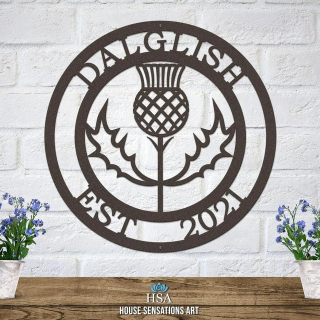 Personalized Thistle Wall Art with Custom Family Name - HouseSensationsArt