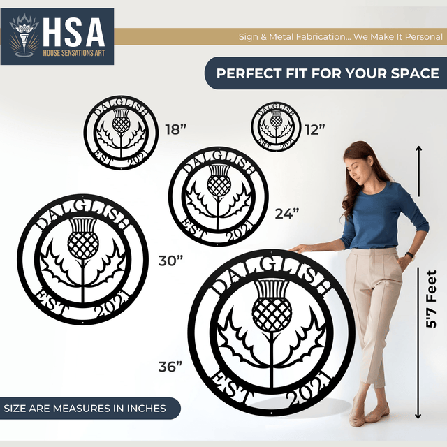 Personalized Thistle Wall Art with Custom Family Name - HouseSensationsArt