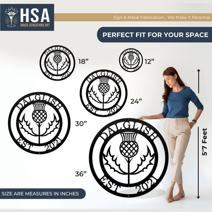 Personalized Thistle Wall Art with Custom Family Name - HouseSensationsArt