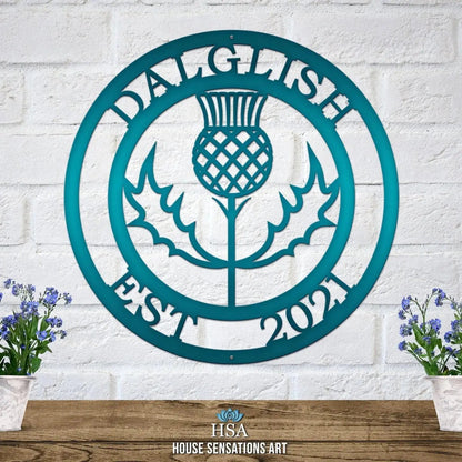 Personalized Thistle Wall Art with Custom Family Name - HouseSensationsArt