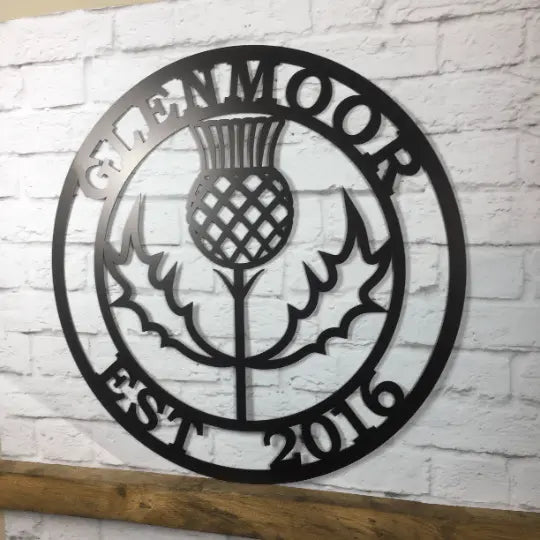 Personalized Thistle Wall Art with Custom Family Name - HouseSensationsArt