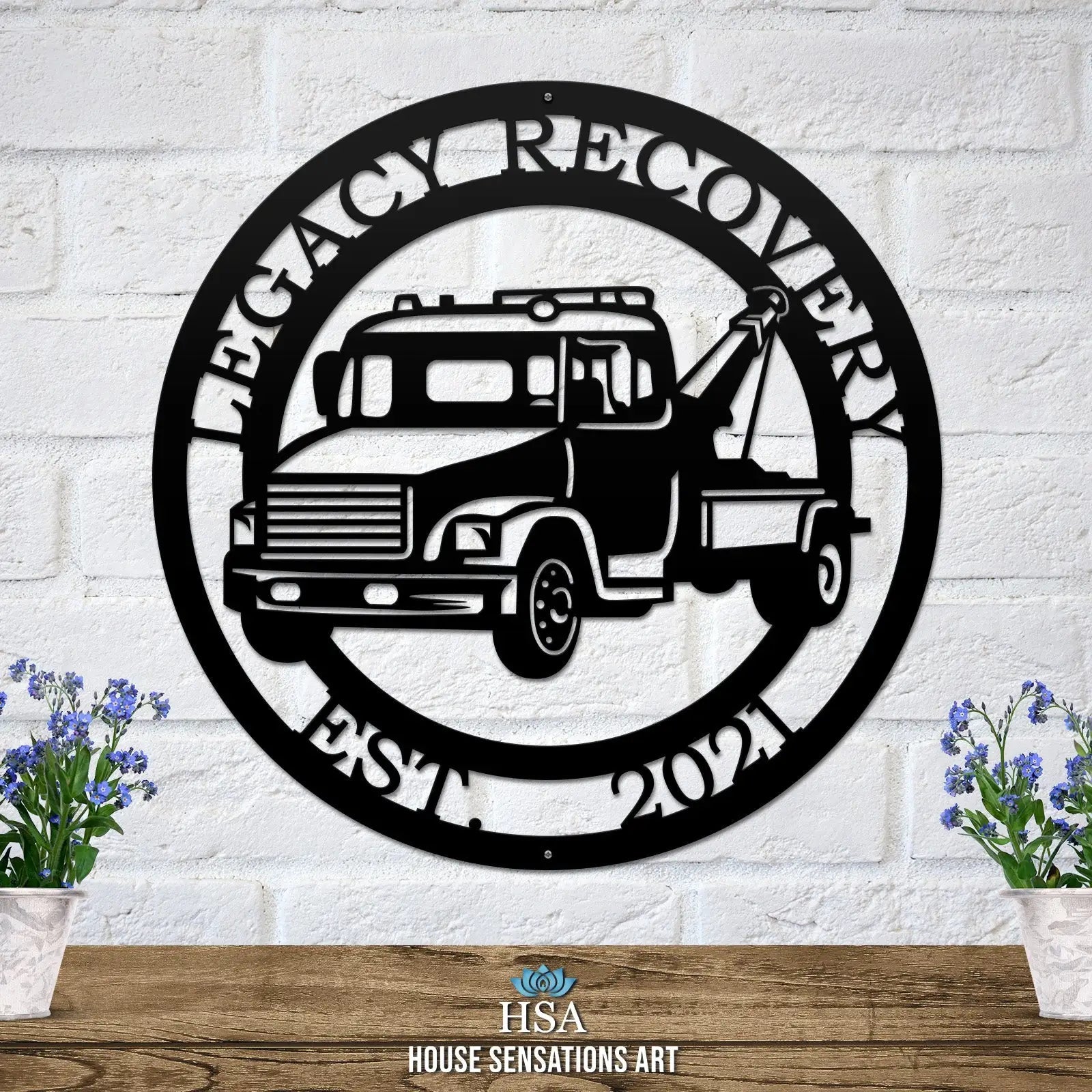 Personalized Tow Truck Wall Sign – Custom Metal Art