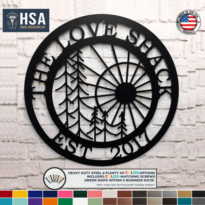 Personalized Tree with Weatherproof Metal Wall Decor Sign - Custom Family Wall Art - Outdoor Indoor Decor - Modern Nature Scene - TTS - HouseSensationsArt