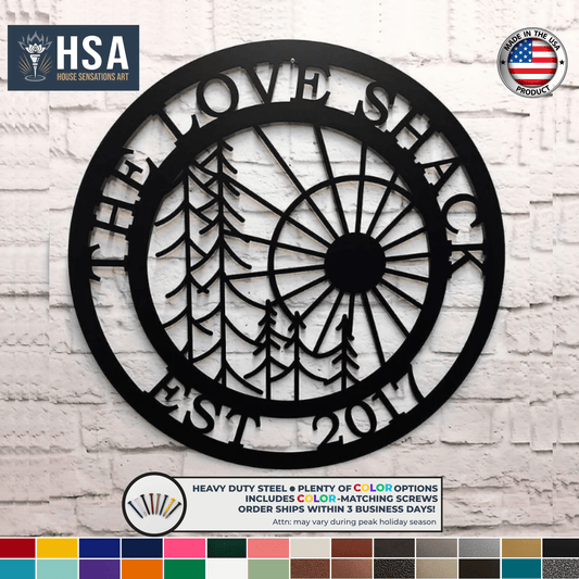 Personalized Tree with Weatherproof Metal Wall Decor Sign - Custom Family Wall Art - Outdoor Indoor Decor - Modern Nature Scene - TTS - HouseSensationsArt