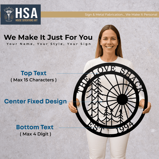 Personalized Tree with Weatherproof Metal Wall Decor Sign - Custom Family Wall Art - Outdoor Indoor Decor - Modern Nature Scene - TTS - HouseSensationsArt