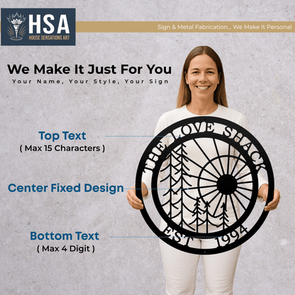 Personalized Tree with Weatherproof Metal Wall Decor Sign - Custom Family Wall Art - Outdoor Indoor Decor - Modern Nature Scene - TTS - HouseSensationsArt