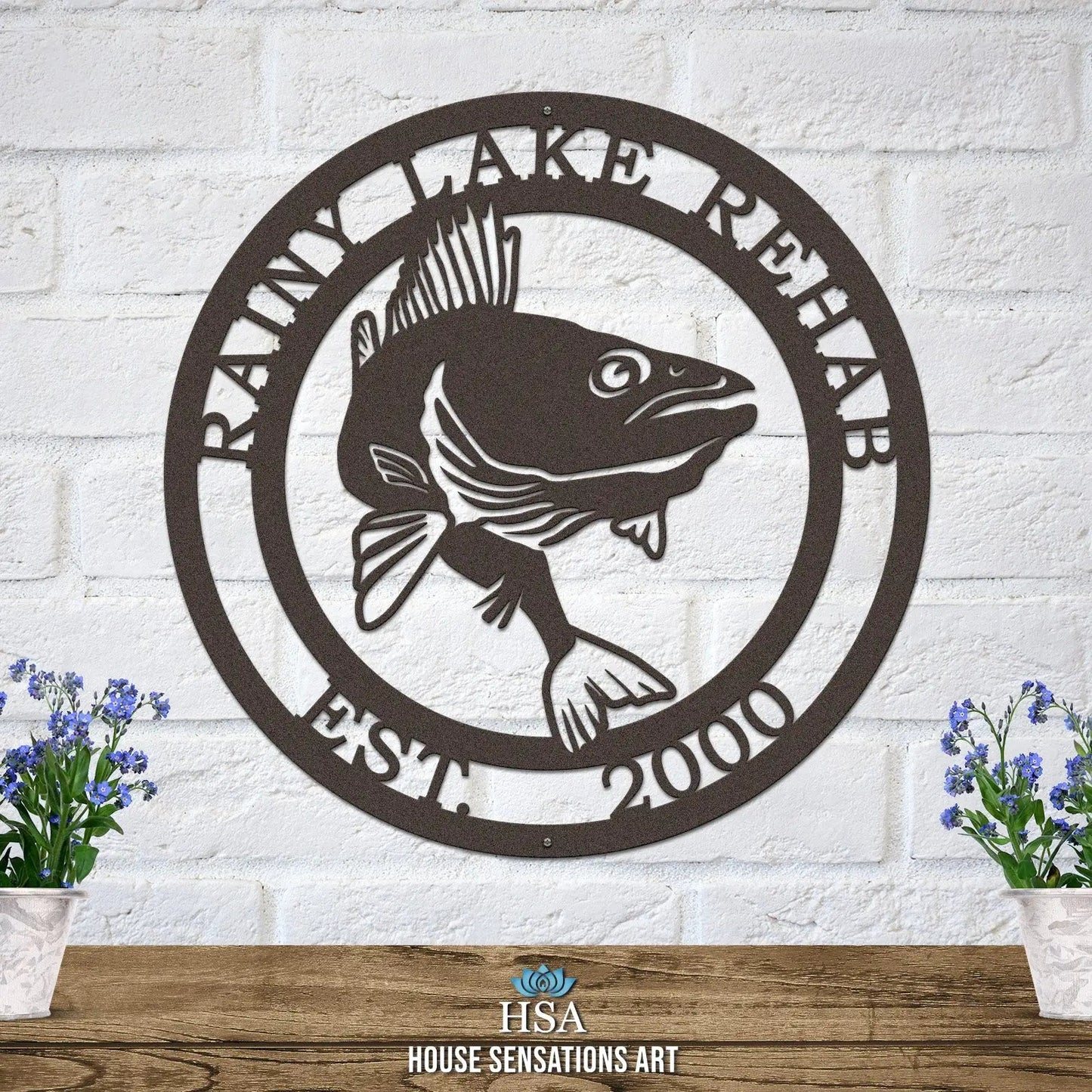 Personalized Walleye Fishing Sign - Custom Metal House Number Plaque - Perfect for Outdoor Decor in Gardens, Yards, or Farms - Ideal Housewarming Gift for Animal Lovers - HouseSensationsArt