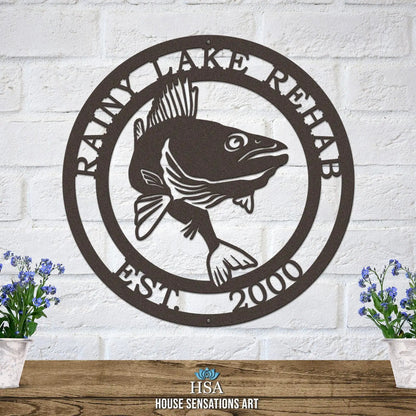 Personalized Walleye Fishing Sign - Custom Metal House Number Plaque - Perfect for Outdoor Decor in Gardens, Yards, or Farms - Ideal Housewarming Gift for Animal Lovers - HouseSensationsArt