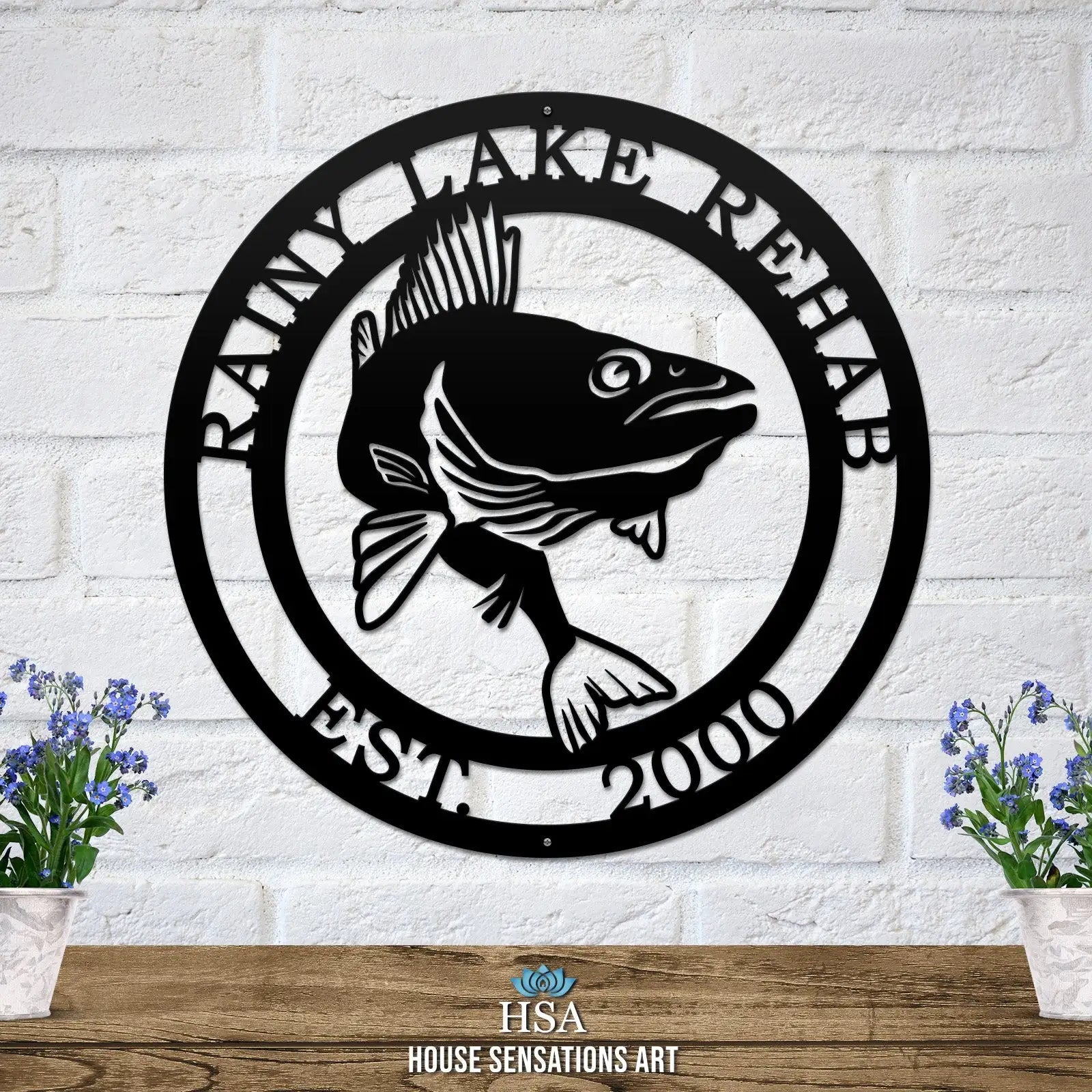 Personalized Walleye Fishing Sign - Custom Metal House Number Plaque - Perfect for Outdoor Decor in Gardens, Yards, or Farms - Ideal Housewarming Gift for Animal Lovers - HouseSensationsArt