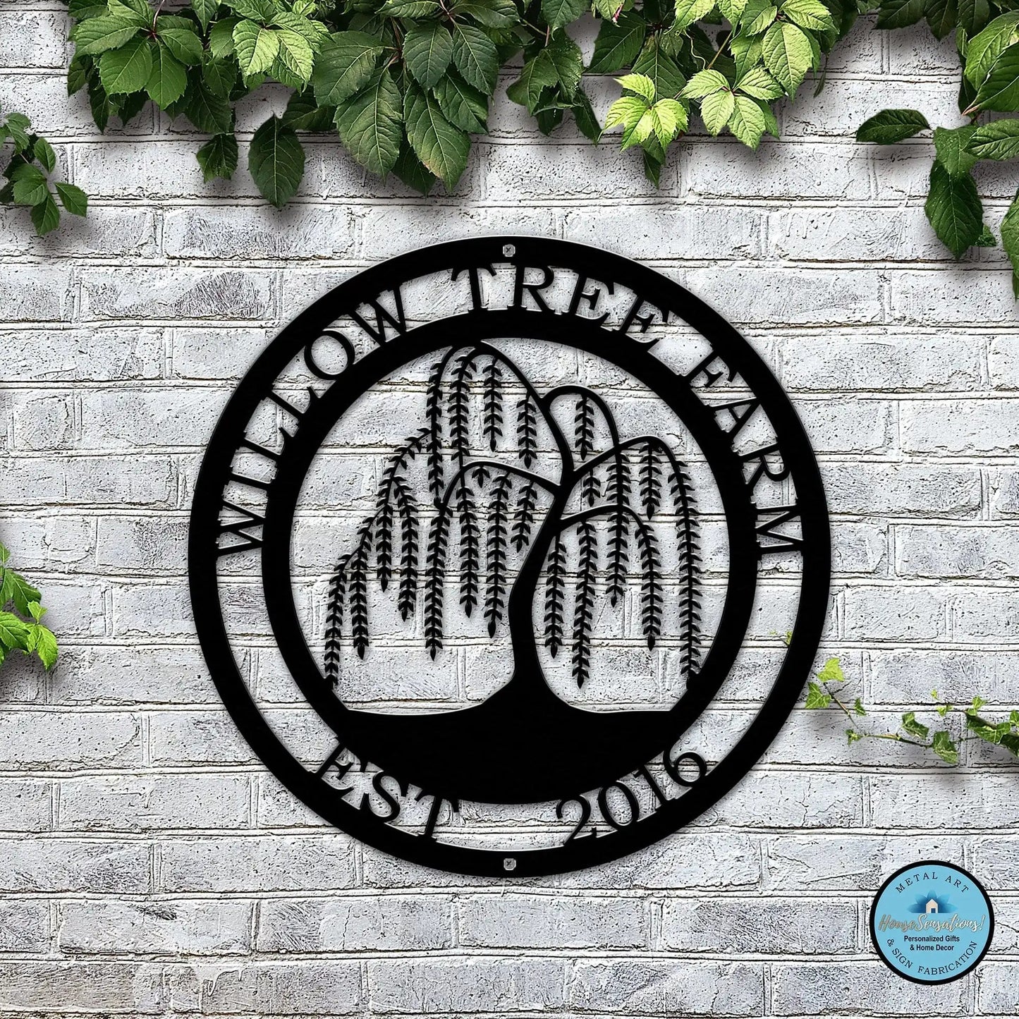 Personalized Weeping Willow Tree Wall Art with Family Name & Established Date - HouseSensationsArt
