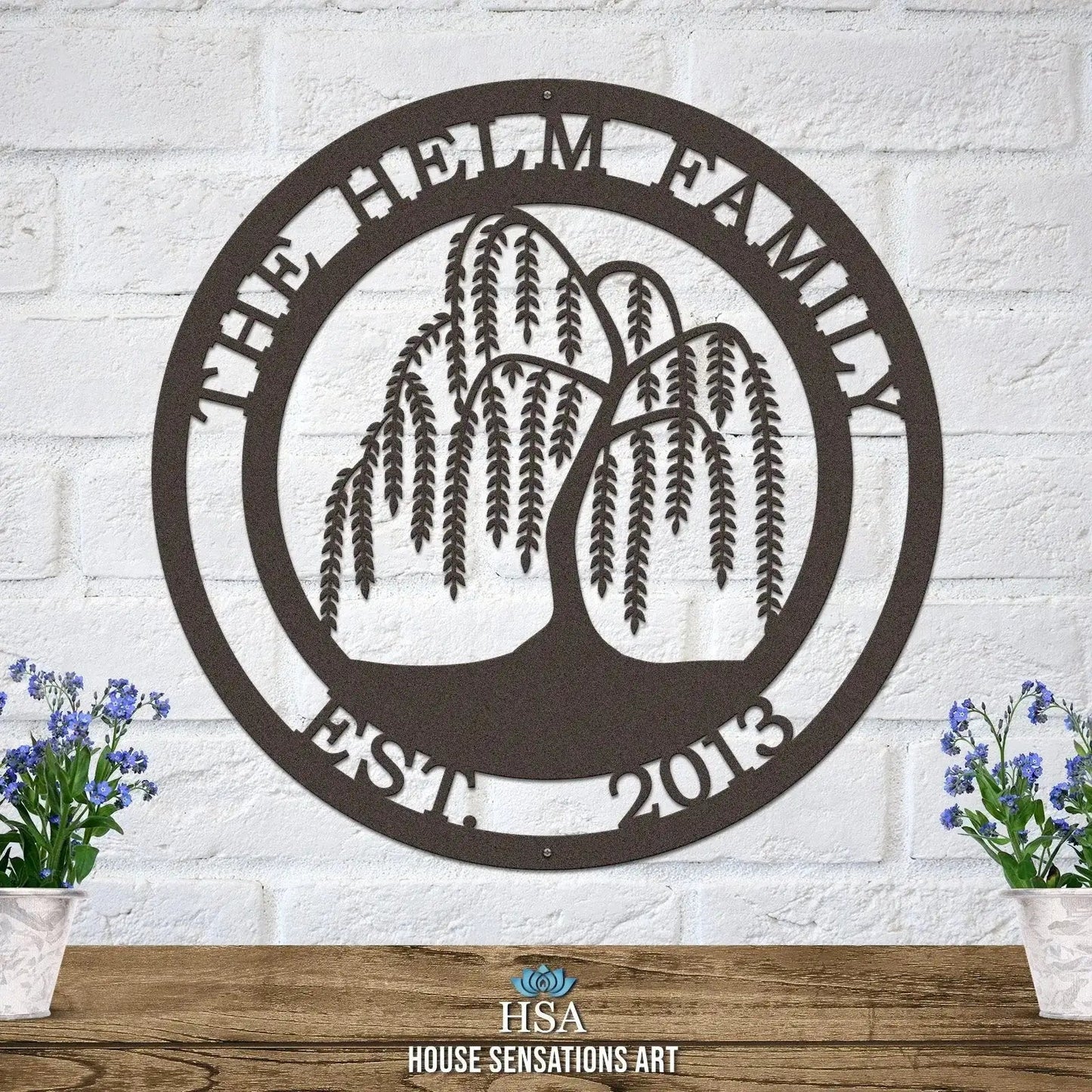 Personalized Weeping Willow Tree Wall Art with Family Name & Established Date - HouseSensationsArt