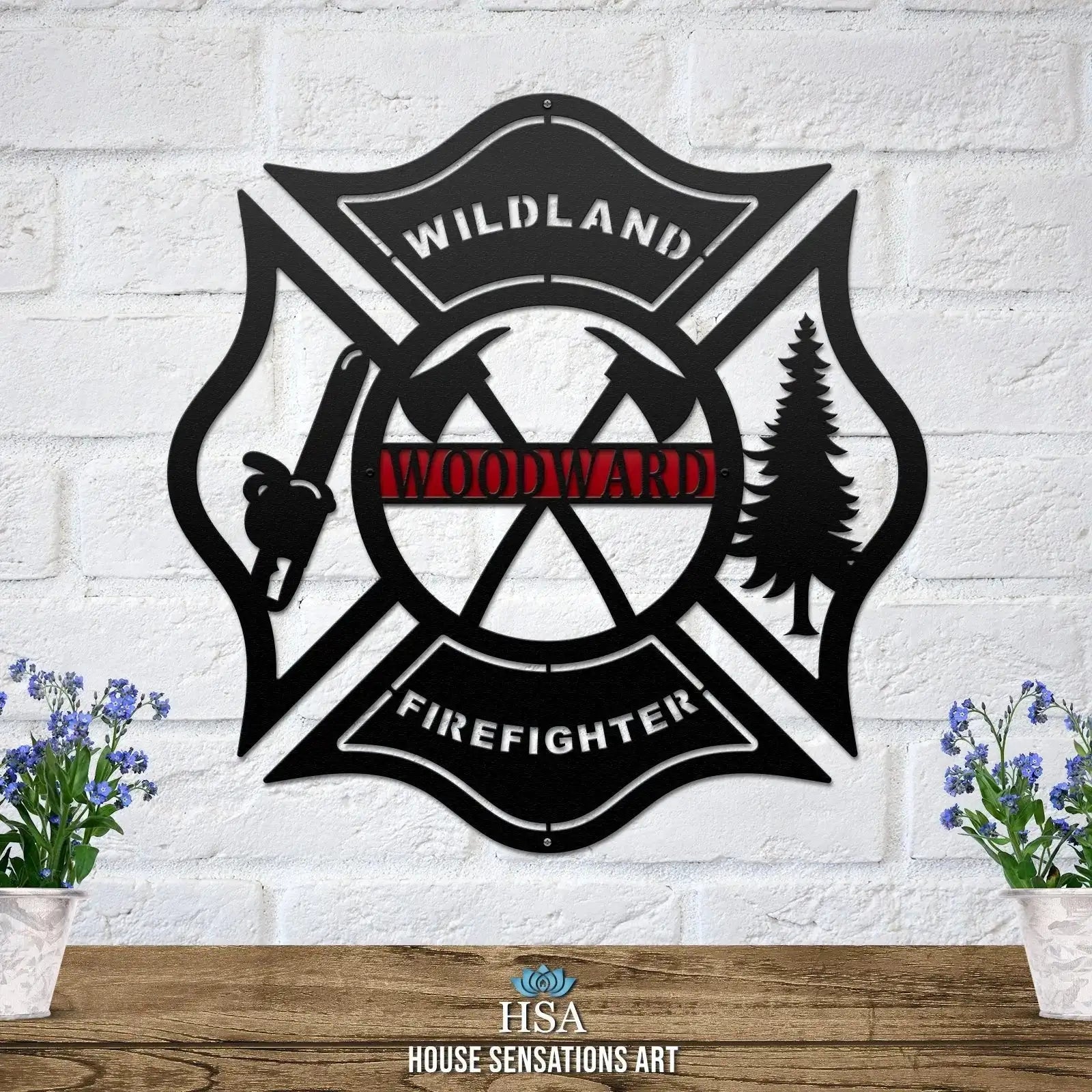 Personalized Wildland Firefighter Metal Maltese Address Sign – Custom Metal House Name Sign – Weather - Resistant Outdoor Address Signs for Firefighter, Home Décor & Housewarming Gift - HouseSensationsArt