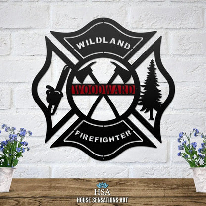 Personalized Wildland Firefighter Metal Maltese Address Sign – Custom Metal House Name Sign – Weather - Resistant Outdoor Address Signs for Firefighter, Home Décor & Housewarming Gift - HouseSensationsArt