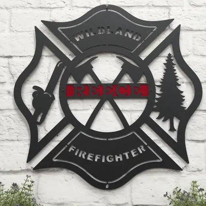 Personalized Wildland Firefighter Metal Maltese Address Sign – Custom Metal House Name Sign – Weather - Resistant Outdoor Address Signs for Firefighter, Home Décor & Housewarming Gift - HouseSensationsArt