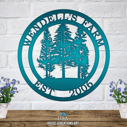 Pine Tree Farm Sign with Established Date & Name - HouseSensationsArt