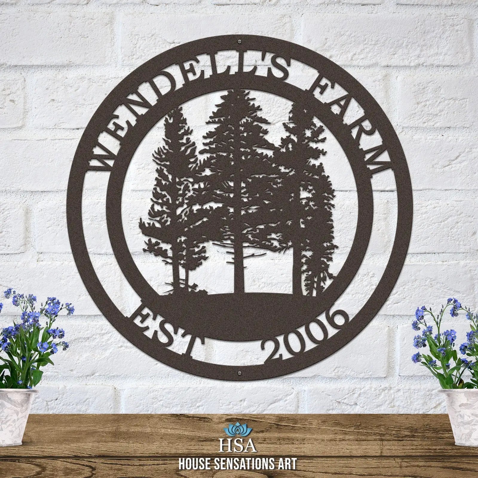 Pine Tree Farm Sign with Established Date & Name - HouseSensationsArt