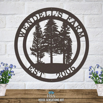 Pine Tree Farm Sign with Established Date & Name - HouseSensationsArt