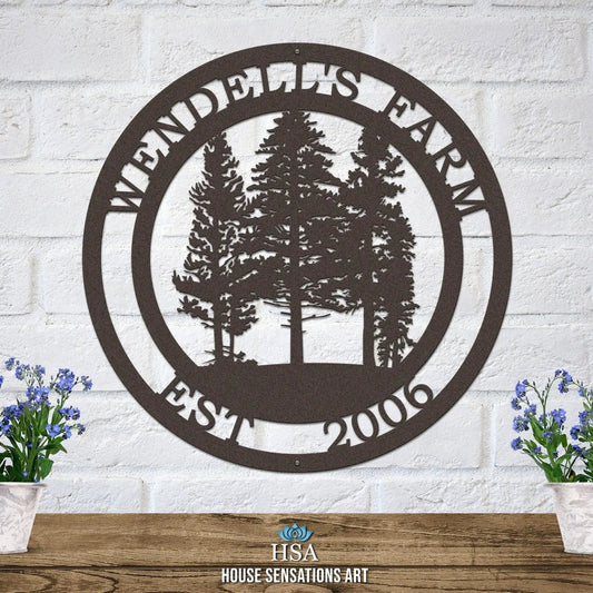 Pine Tree Farm Sign with Established Date & Name - HouseSensationsArt