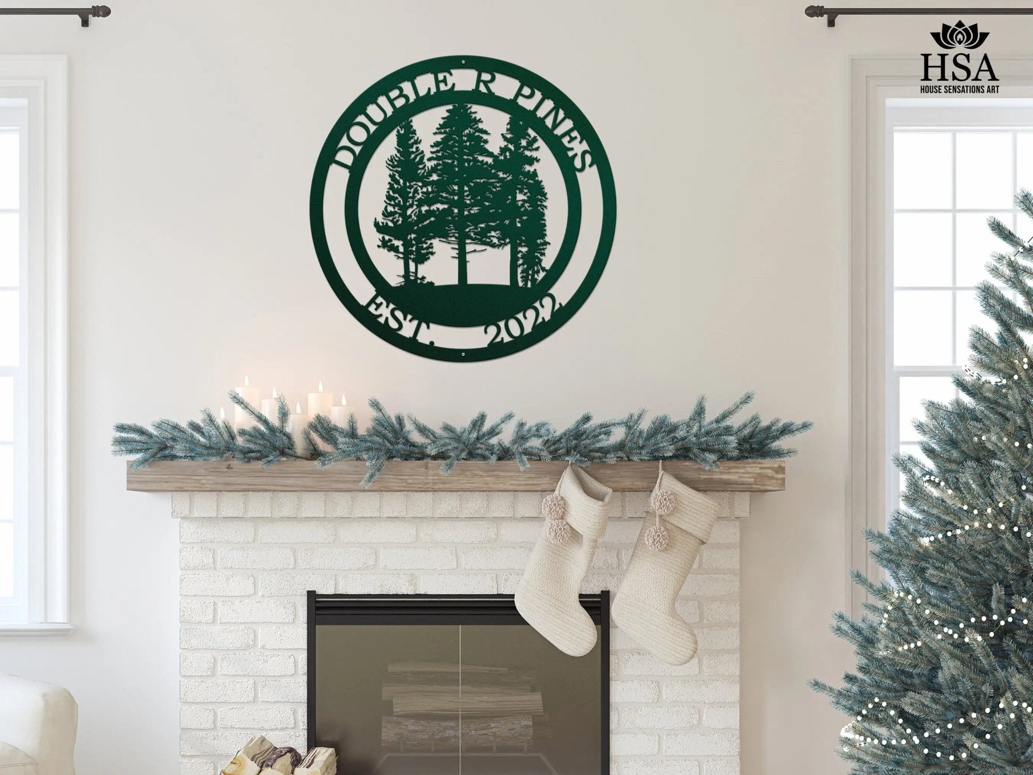 Pine Tree Metal Wall Art – Personalized Rustic Lodge & Cabin Decor - HouseSensationsArt