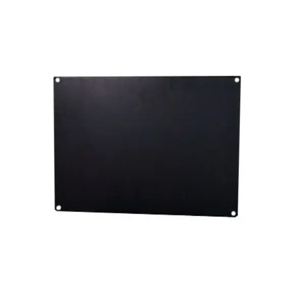 Black rectangular mat with metal brackets on white background, showcasing mounting hardware for custom signs and display purposes