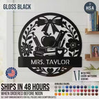 Personalized Teacher Name Classroom Sign: End of School Year Teacher Appreciation Gifts, Metal Teacher Door Sign