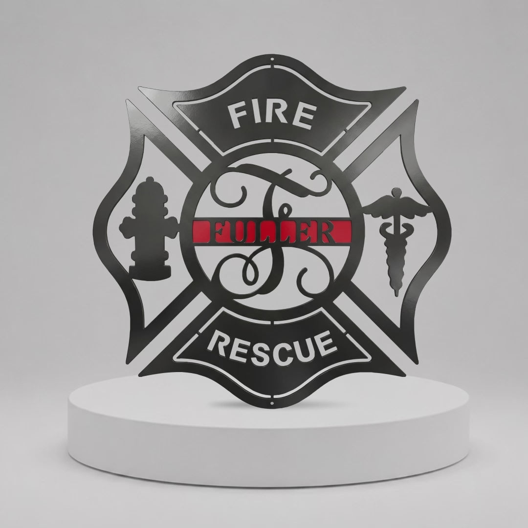 Personalized Firefighter Sign — Premium American Steel Maltese Cross Hanger