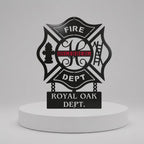 Firefighter Metal Sign — Custom Maltese Cross Personalized Department Banner Plaque
