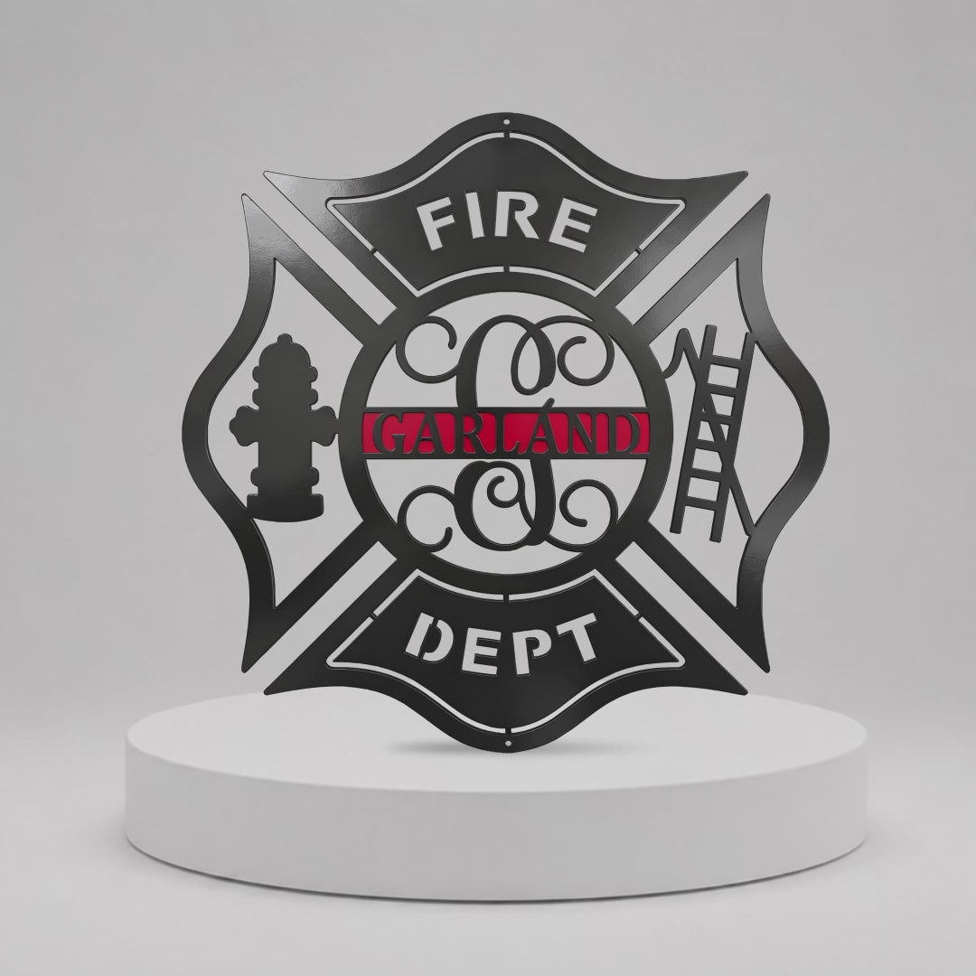Cruz de Malta de Bombero | Letrero Colgante de Metal Personalizado para Puerta