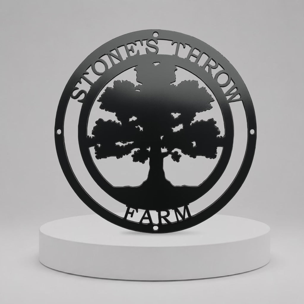 Personalized Oak Tree Metal Wall Decor – Custom Family Name & Established Date Sign