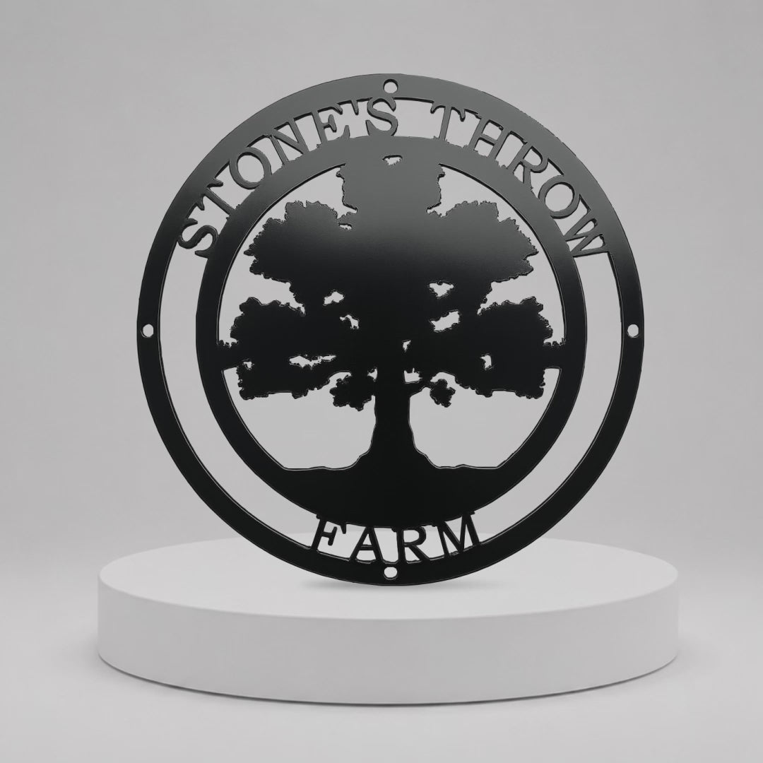 Personalized Oak Tree Metal Wall Decor – Custom Family Name & Established Date Sign