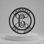 Monogram Metal Sign with Family Name, Custom Metal Wall Decor