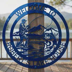 Pro Angler Custom Metal Sign: Personalized Fishing Plaque for Fishermans Gifts, AirBNB Address Sign & Front Door Decor