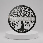 Letrero de árbol personalizado de dos colores — Regalo de decoración de pared de metal personalizado