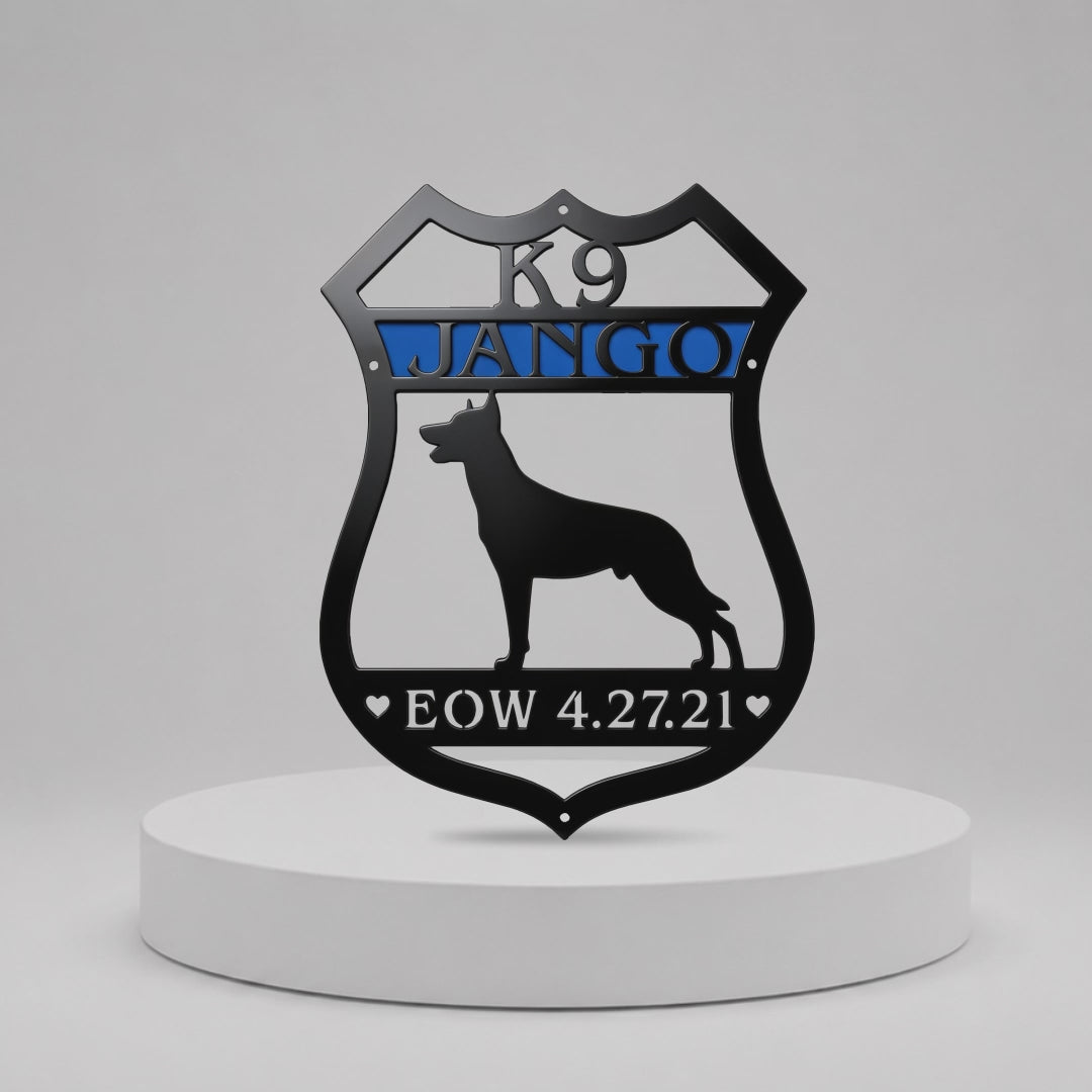 Letrero personalizado de insignia K9 de la policía — Decoración metálica de pared personalizada