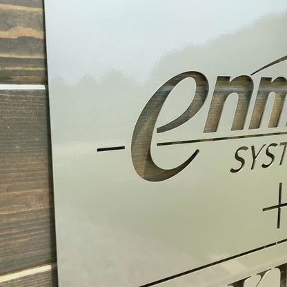 Laser Cut Custom Metal Business LOGO Signs with stakes for Outdoor usage  Over 100 colors to match your brand or decor