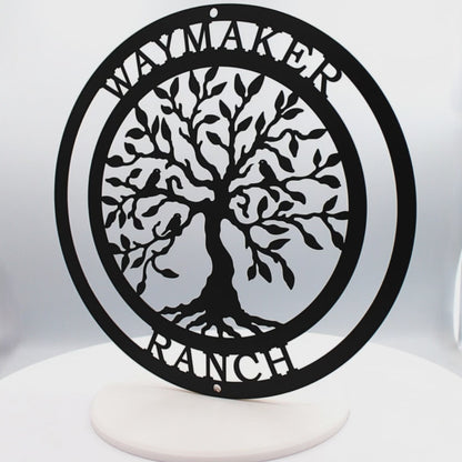 Personalized Olive Tree Family Name Metal Sign with Established Date – Custom Garden & Home Decor