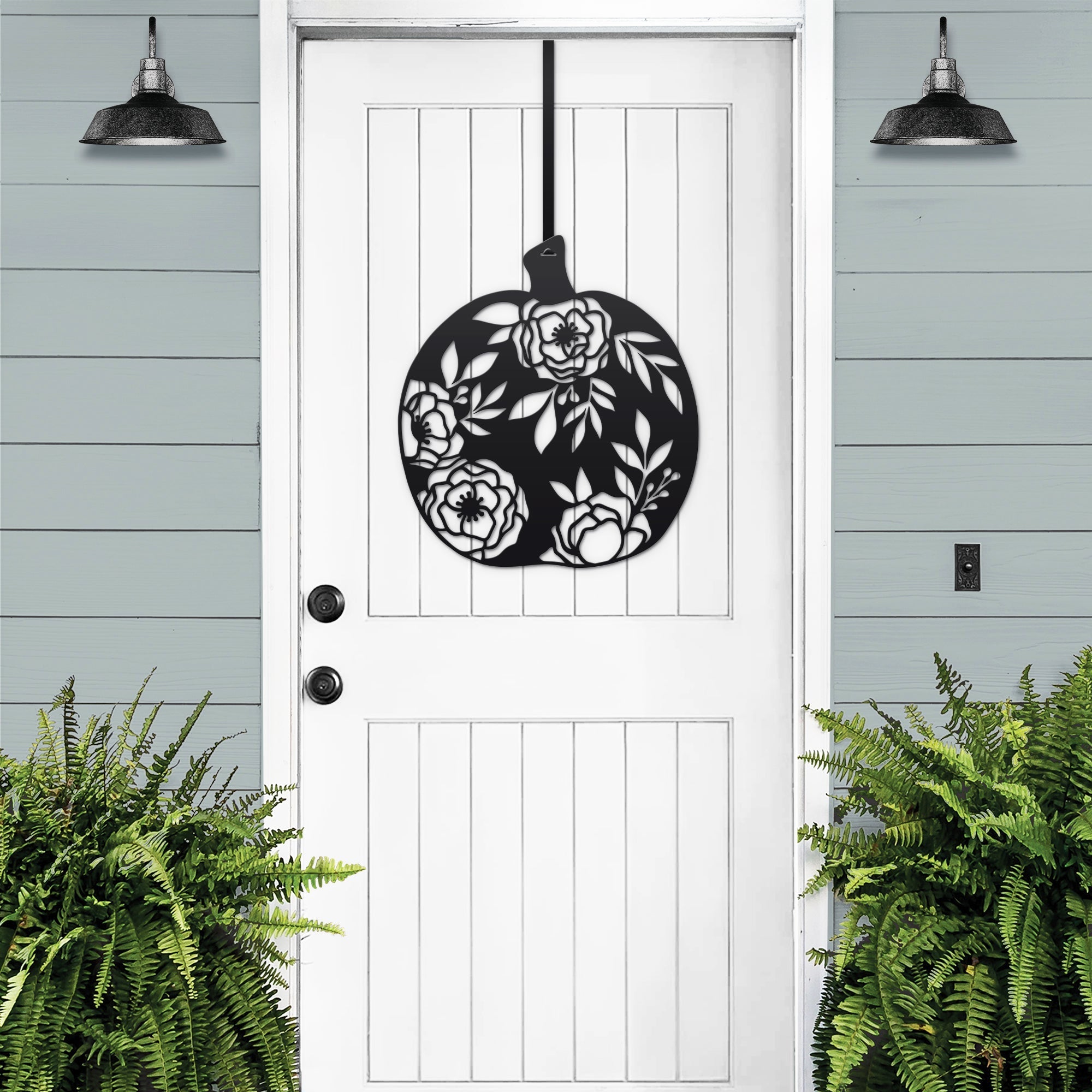 Pumpkin Door Decor – Floral Metal Sign for Fall & Thanksgiving - HouseSensationsArt